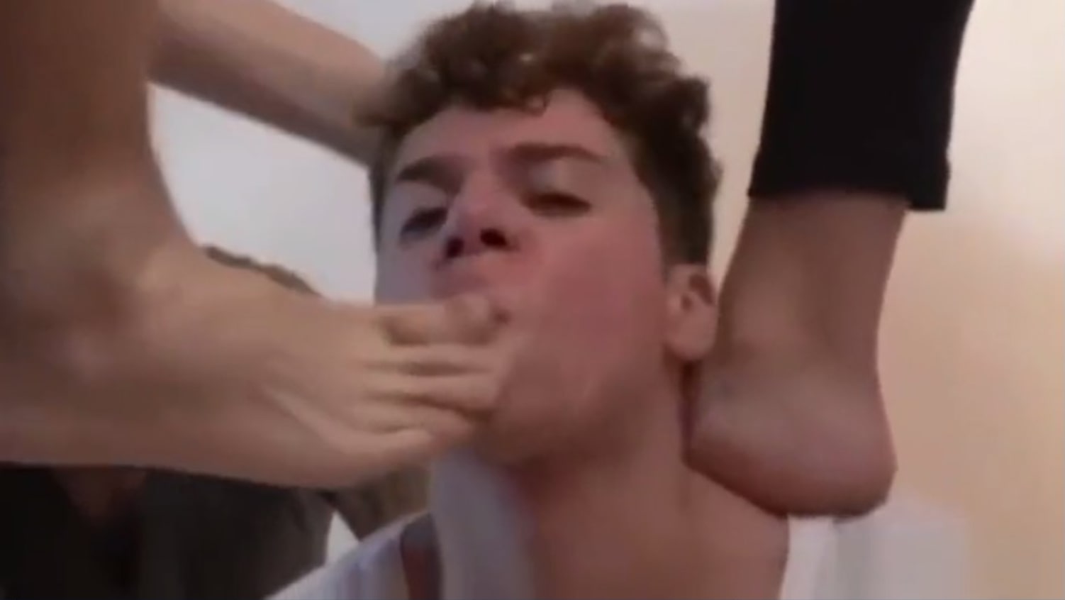 Straight Guys Humiliates Foot Slave Boy