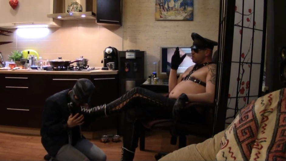Cigarette Face Slapping & Licking Leather Boots